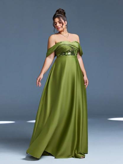 Leely Plus Women's Elegant Off The Shoulder Prom Dress