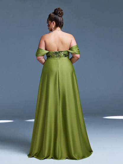 Leely Plus Women's Elegant Off The Shoulder Prom Dress