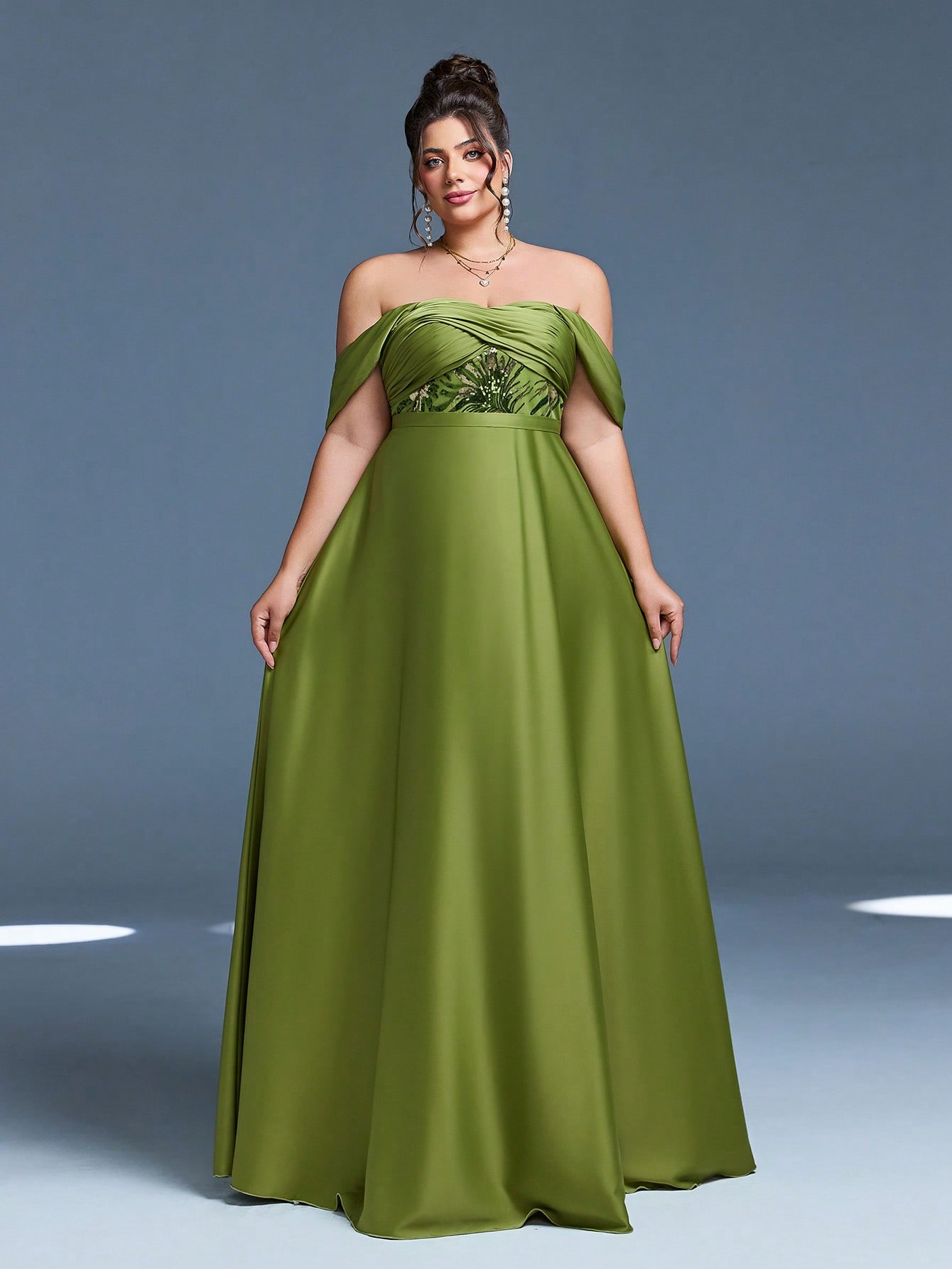 Leely Plus Women's Elegant Off The Shoulder Prom Dress