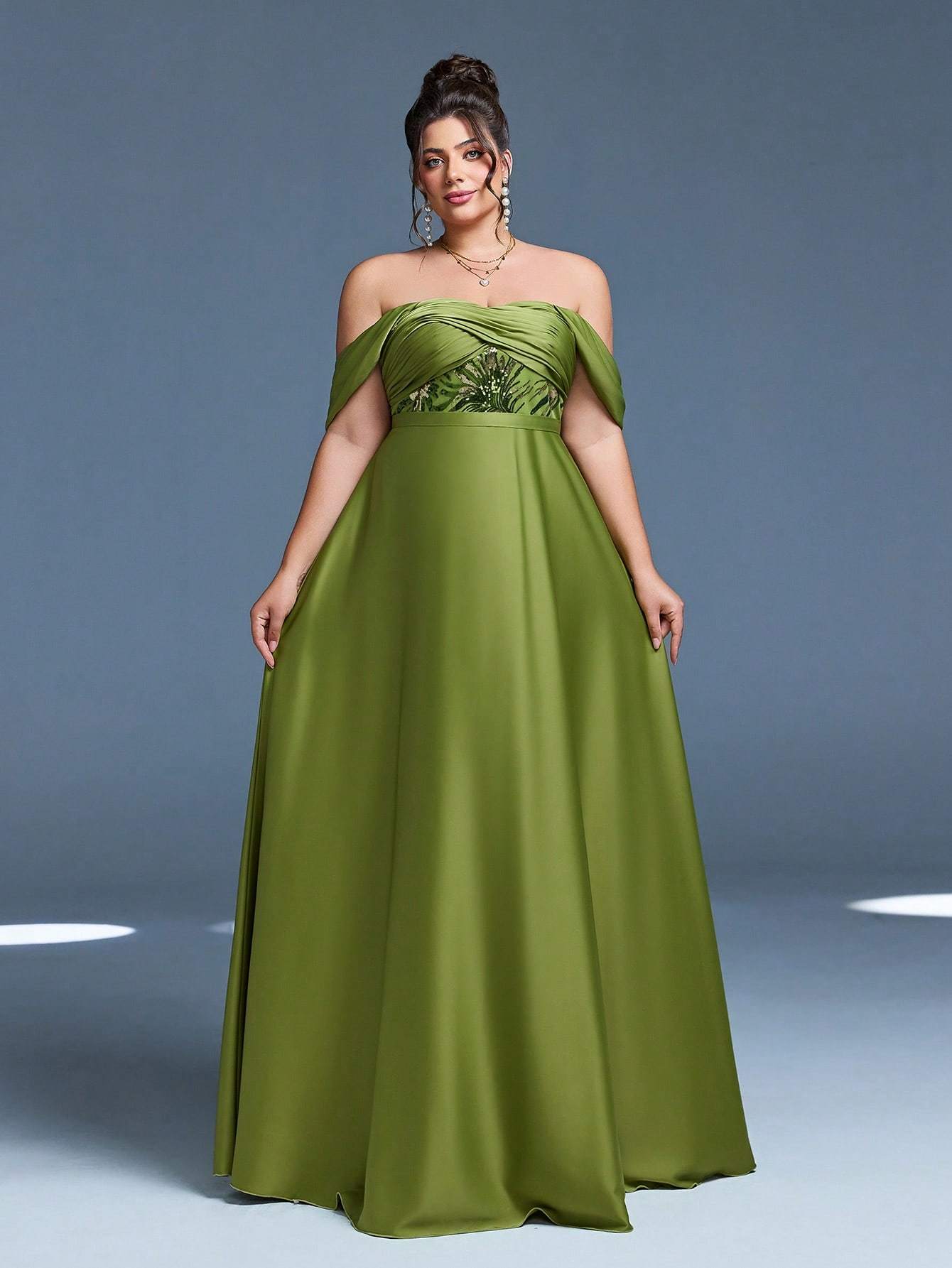 Leely Plus Women's Elegant Off The Shoulder Prom Dress