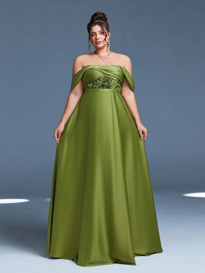 Leely Plus Women's Elegant Off The Shoulder Prom Dress