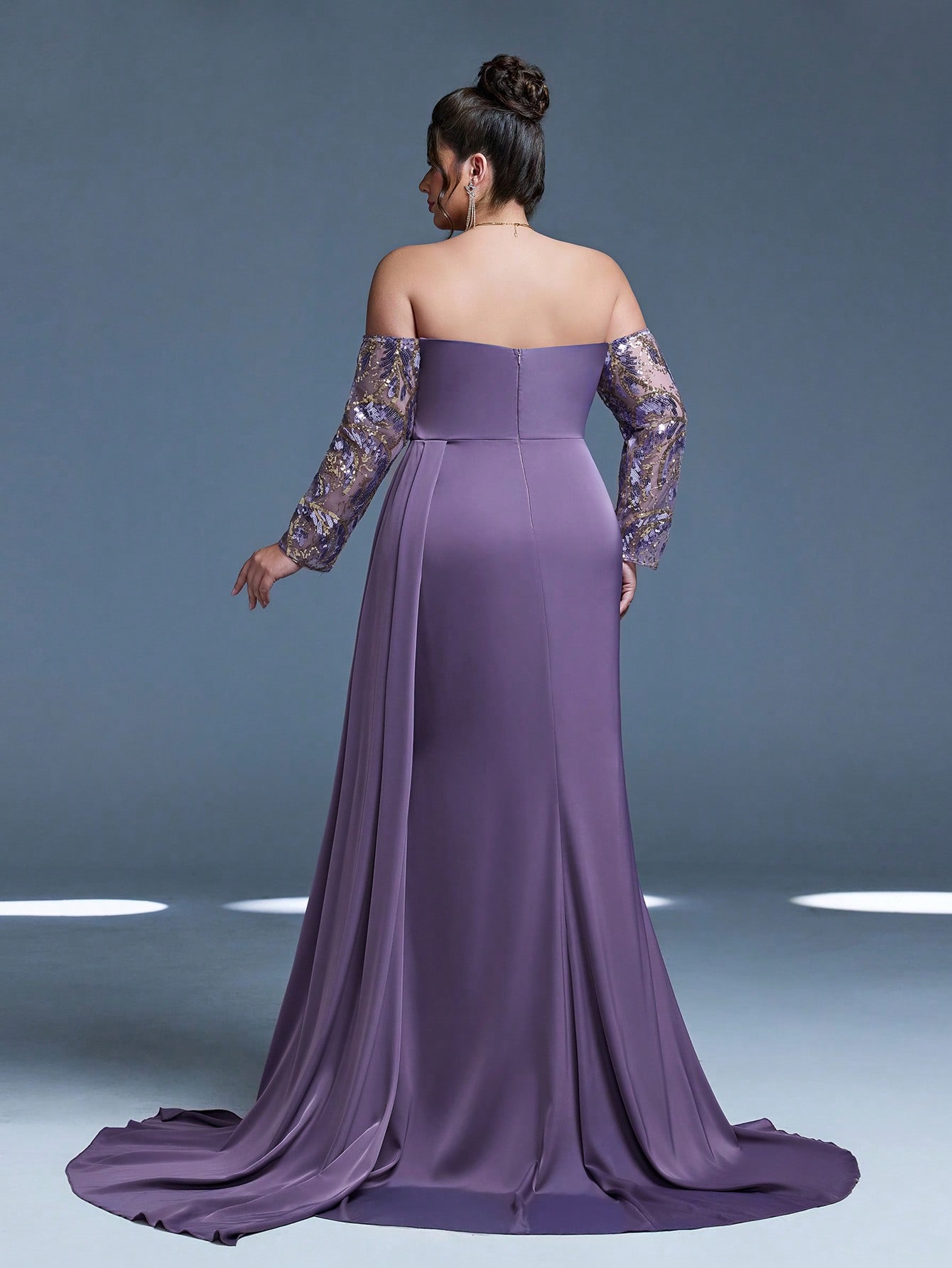 Leely Plus Women's Elegant Off The Shoulder Long Sleeve Party Dresses