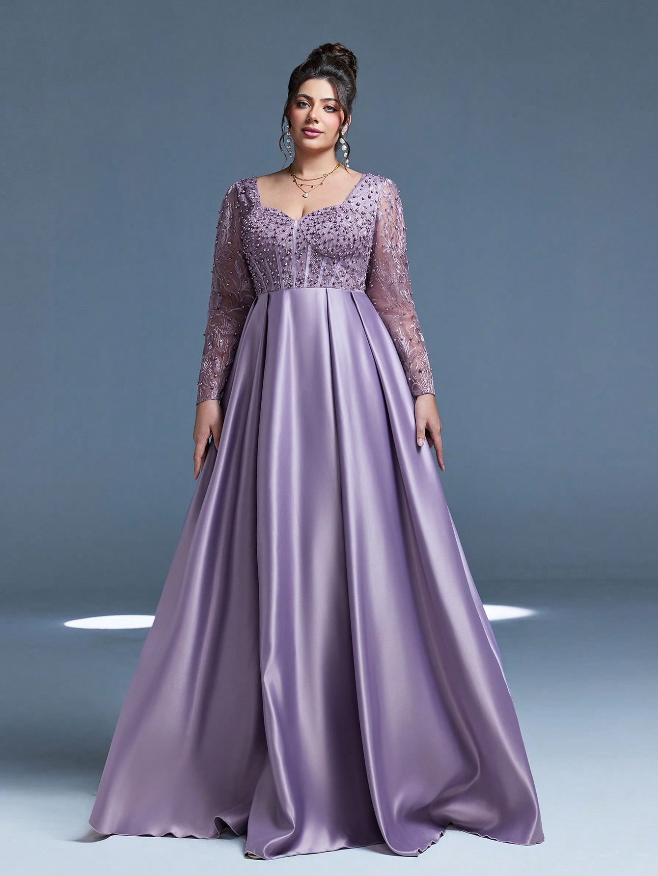 Leely Women's Elegant Sweetheart Cloak Sleeve Lace A-Line Dress