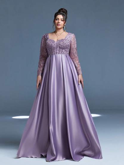 Leely Women's Elegant Sweetheart Cloak Sleeve Lace A-Line Dress