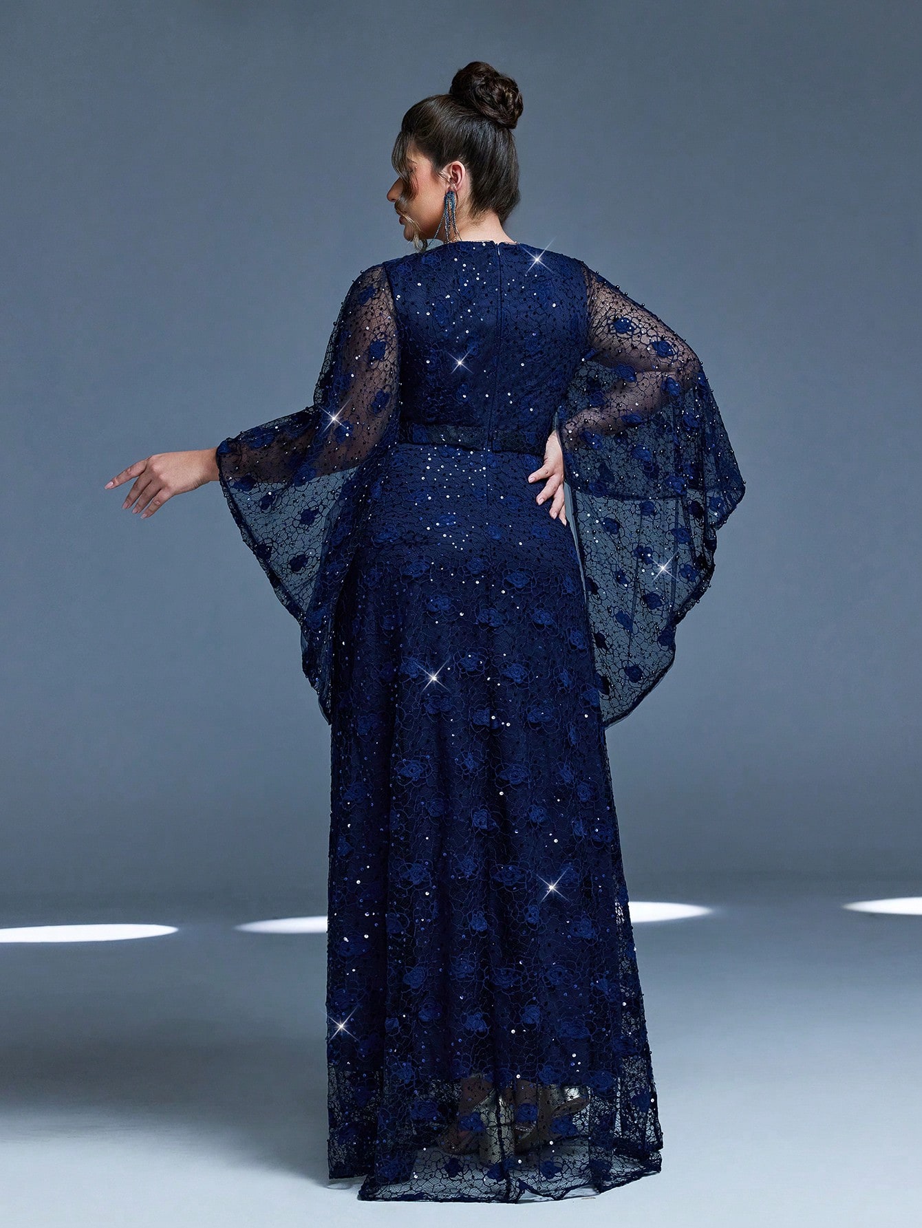 Leely Plus Women's Elegant Sweetheart Cloak Sleeve A-line Party Dress