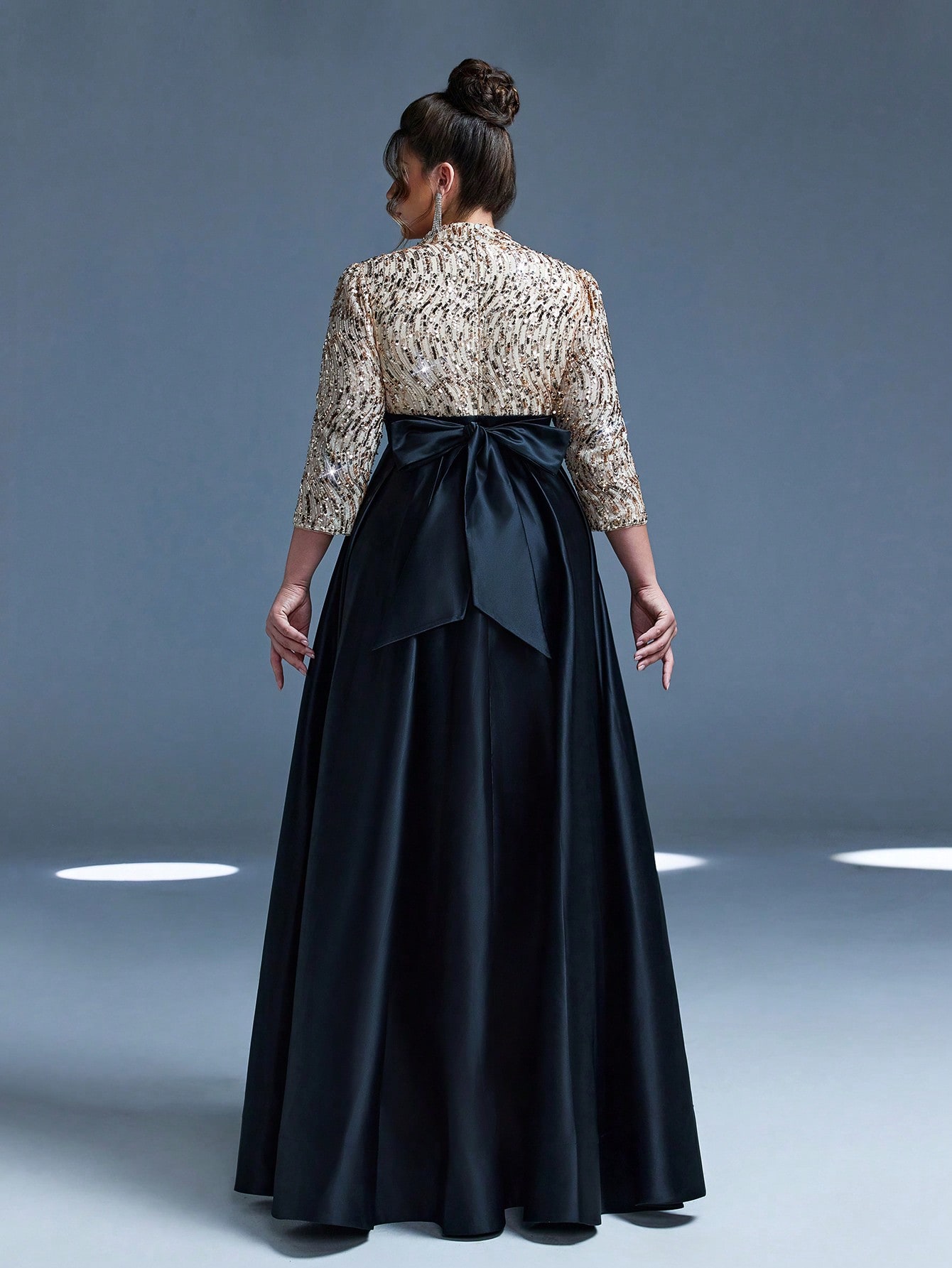 Leely Plus Women's Elegant High Neck Three Quarter Length Sleeve Party Dresses
