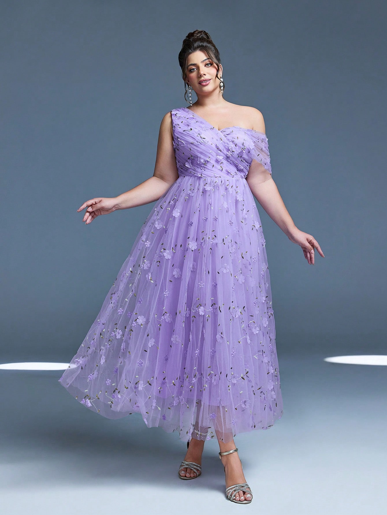 Leely Plus Women's Elegant Asymmetrical Neck Sleeveless Party Dresses