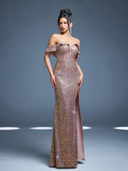 Leely Women's Elegant Sweetheart Cloak Sleeve Lace A-Line Dress