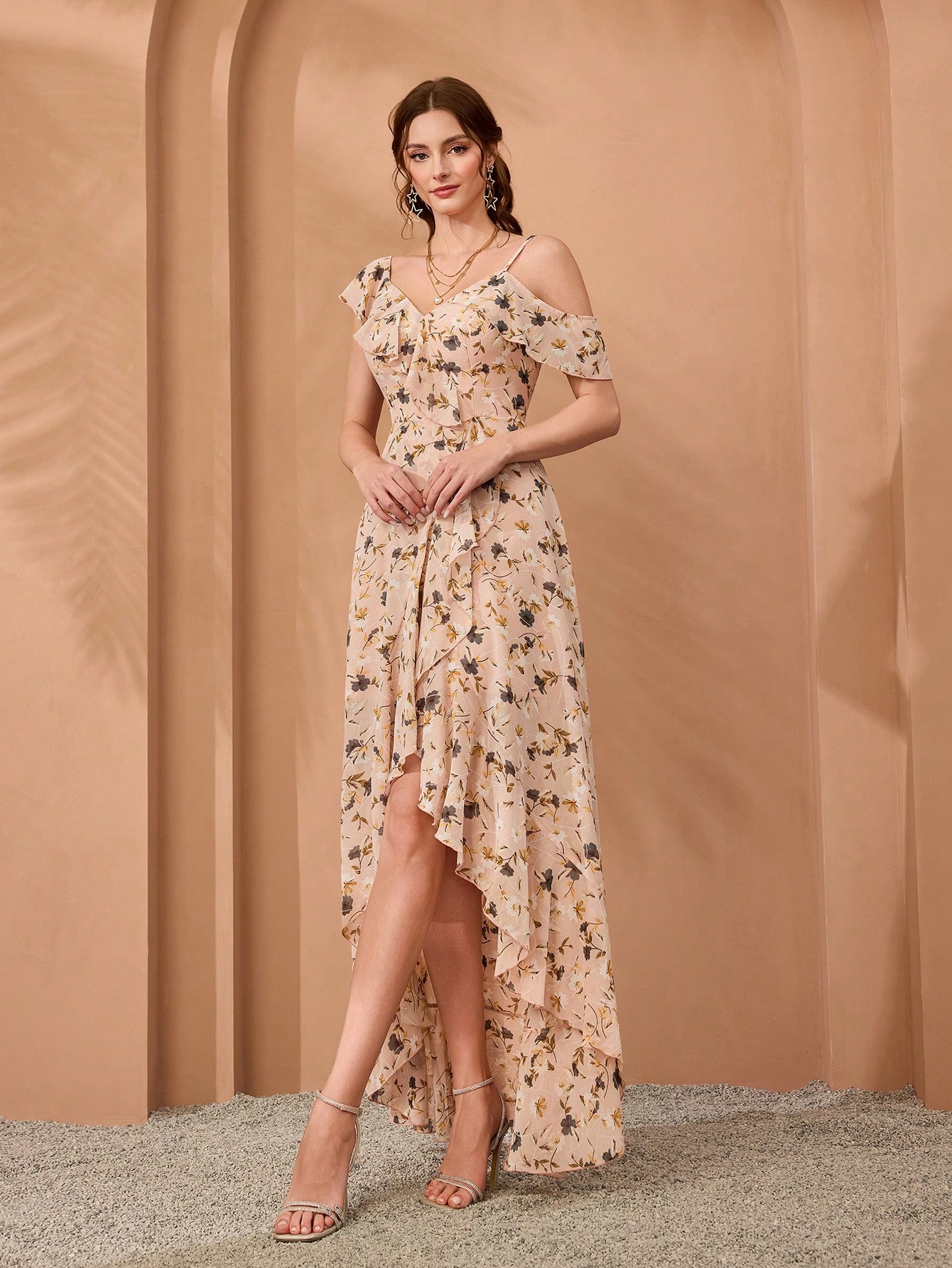 Leely Elegant Asymmetrical Neck Sleeveless Party Dress