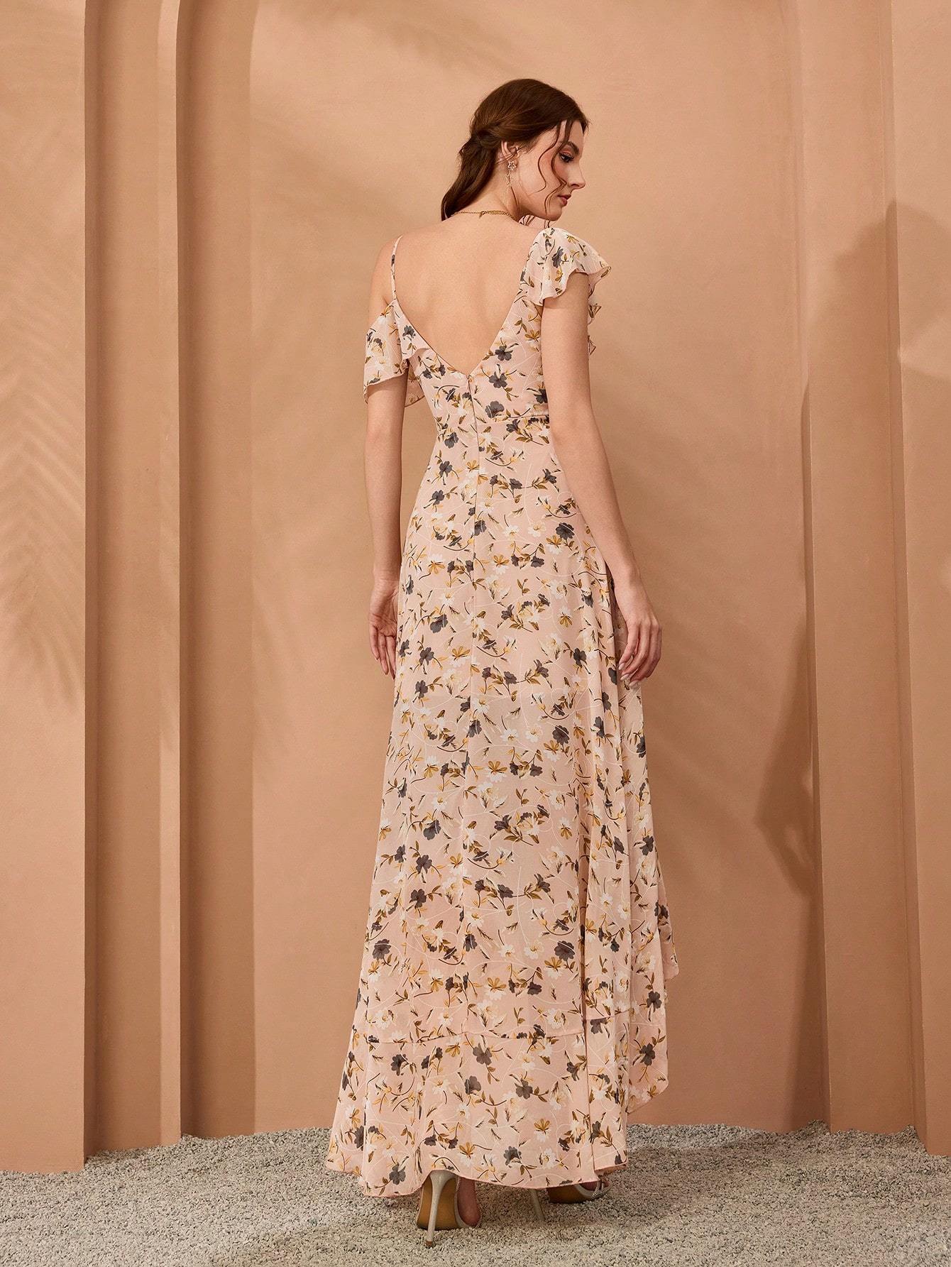 Leely Elegant Asymmetrical Neck Sleeveless Party Dress