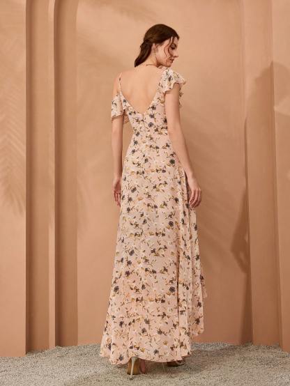 Leely Elegant Asymmetrical Neck Sleeveless Party Dress