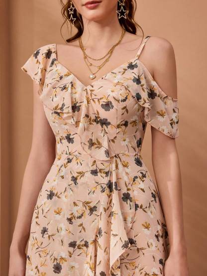 Leely Elegant Asymmetrical Neck Sleeveless Party Dress