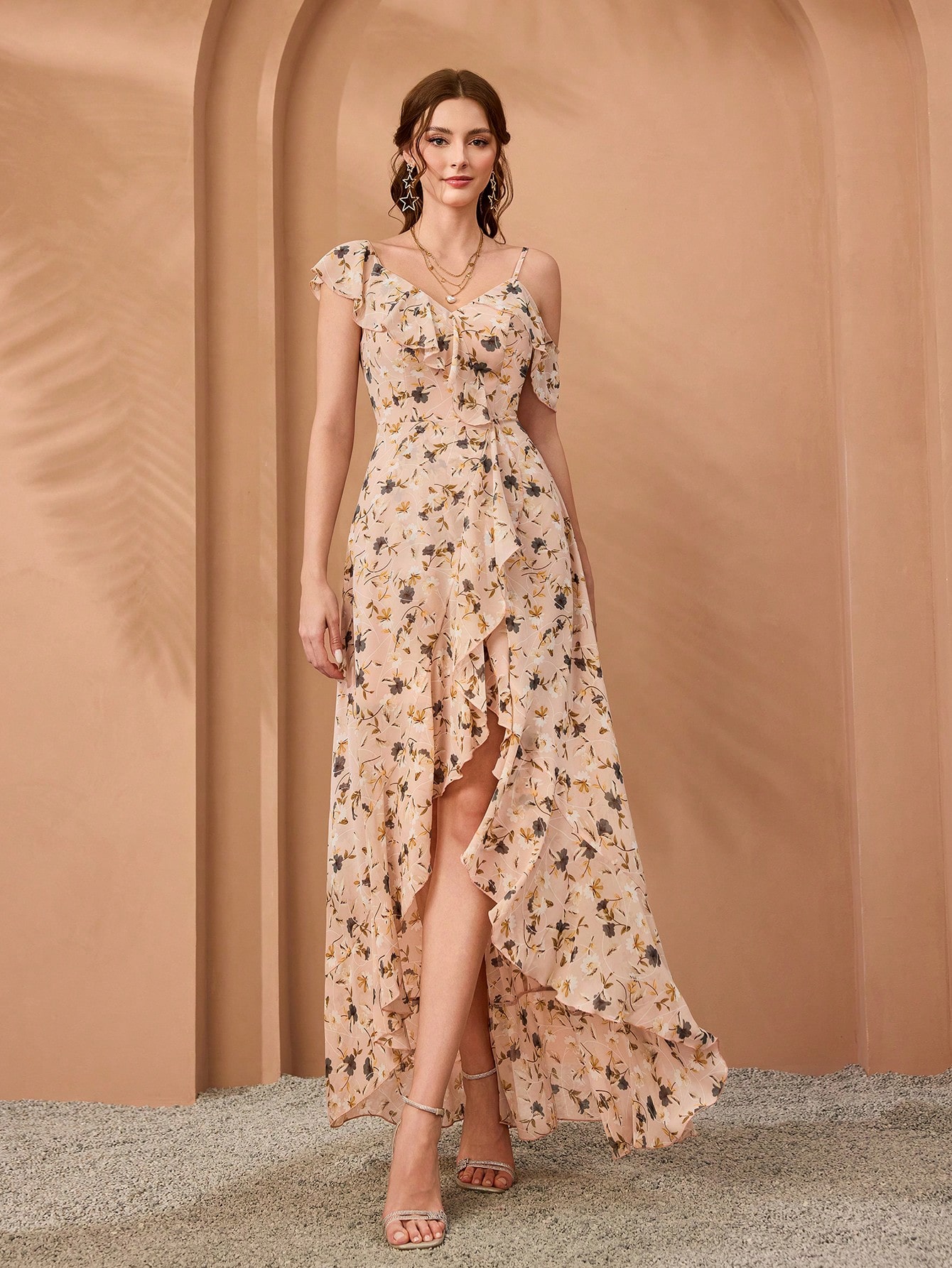 Leely Elegant Asymmetrical Neck Sleeveless Party Dress