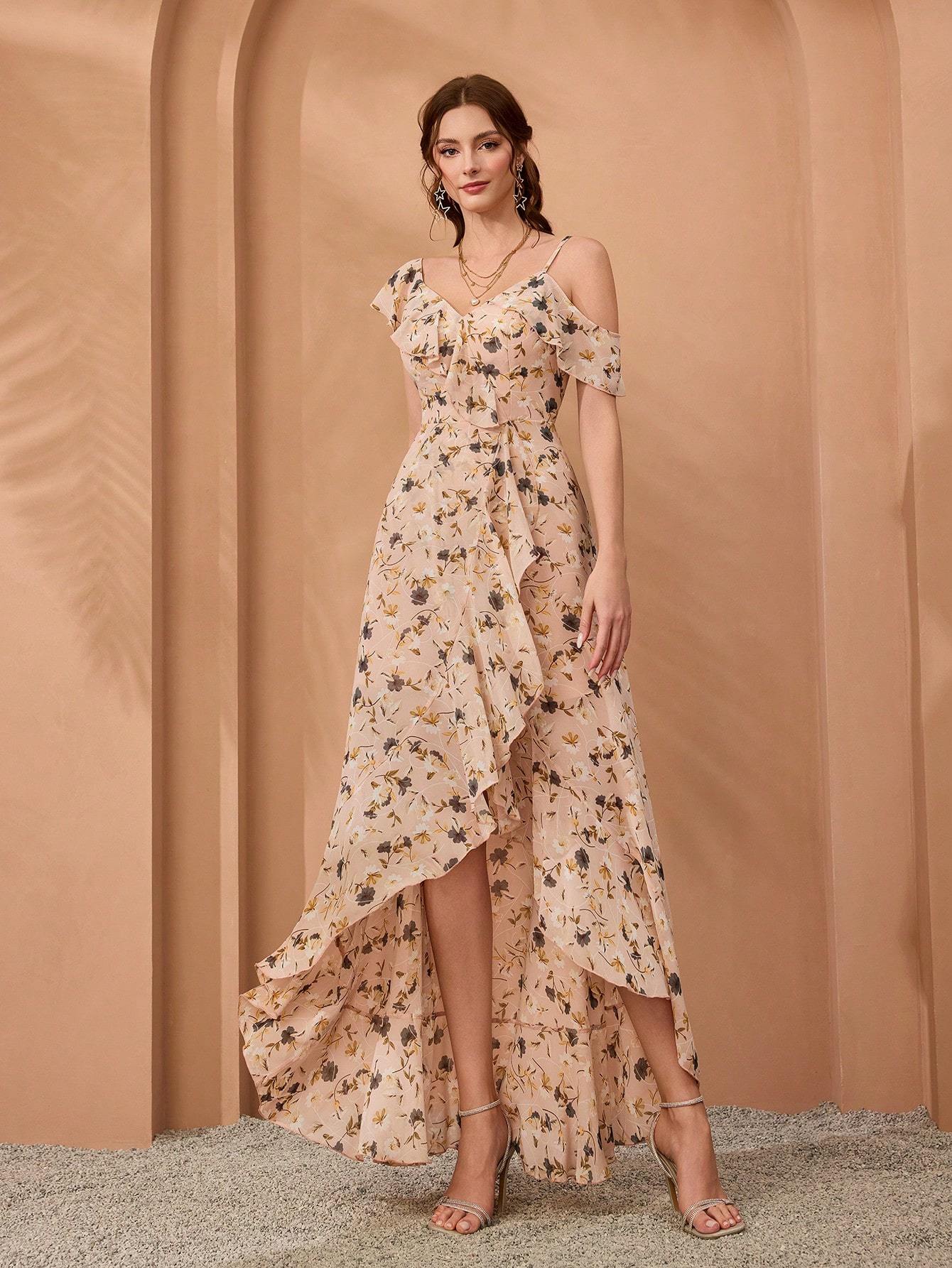 Leely Elegant Asymmetrical Neck Sleeveless Party Dress