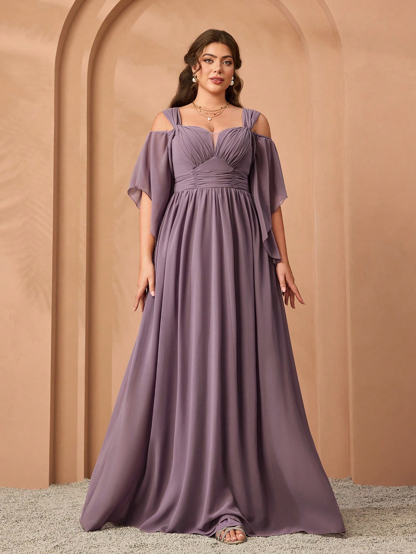 Leely Women's Elegant Sweetheart Cloak Sleeve Lace A-Line Dress