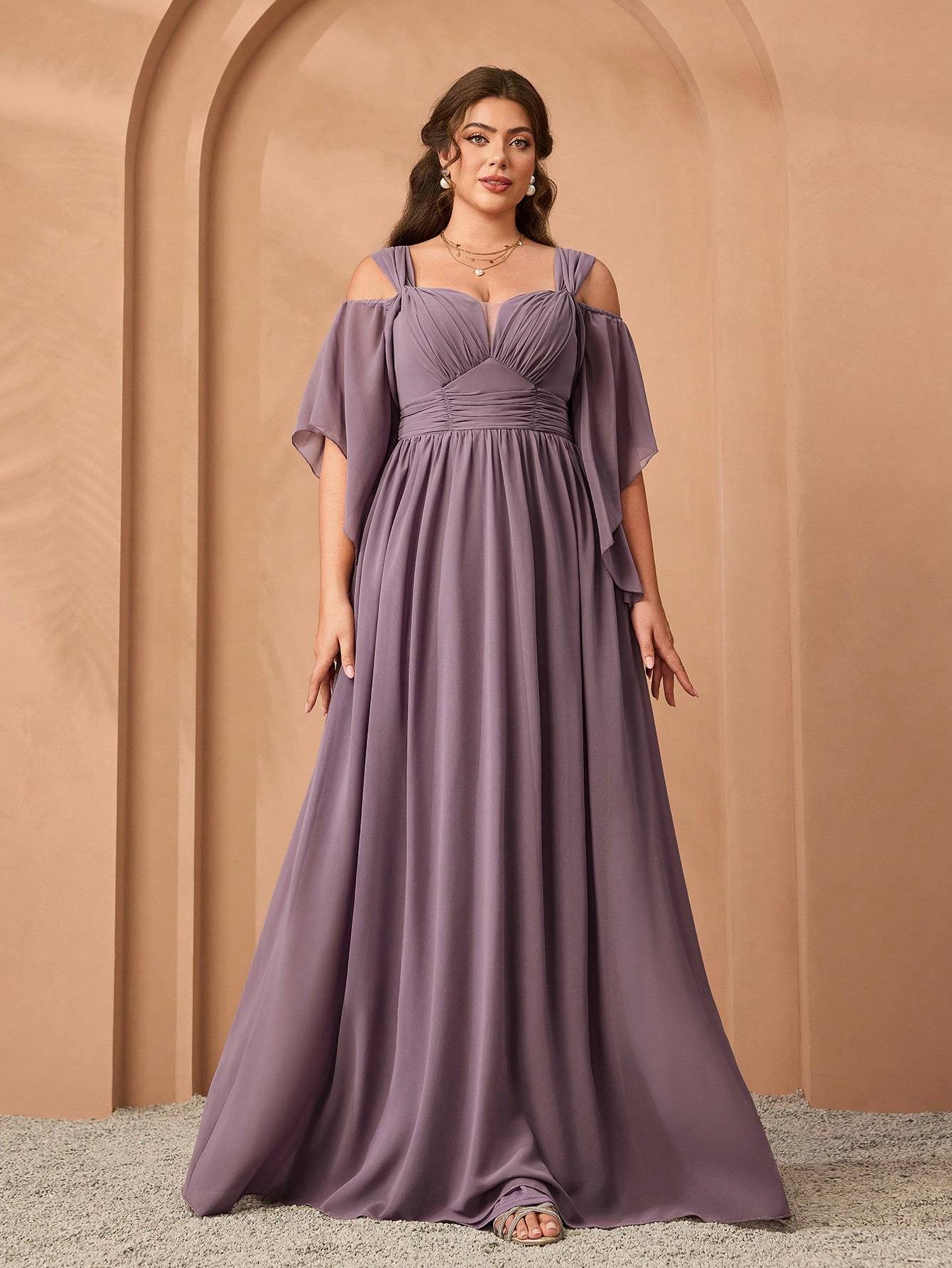 Leely Women's Elegant Sweetheart Cloak Sleeve Lace A-Line Dress