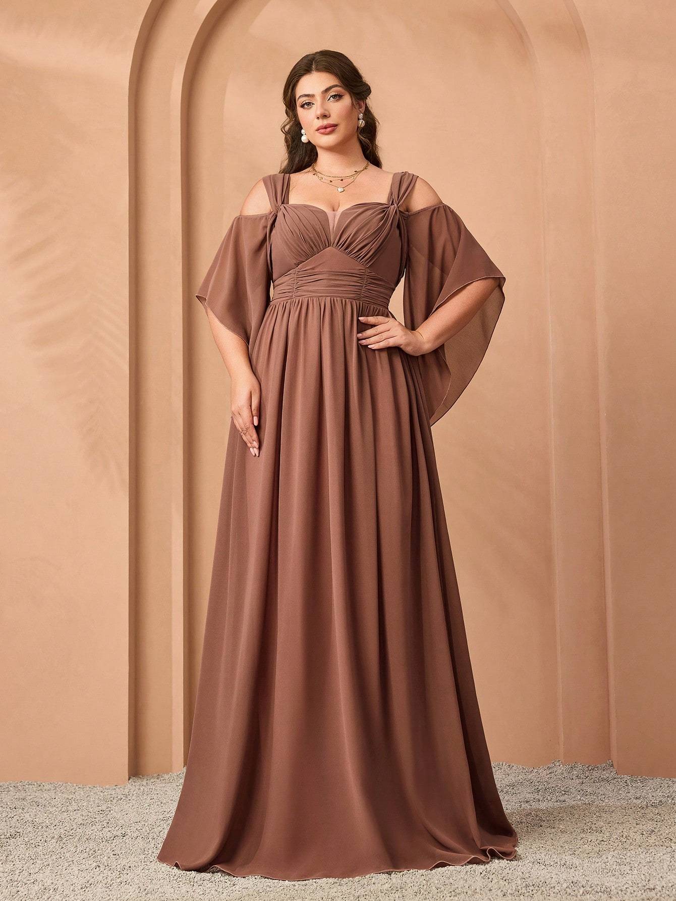 Leely Women's Elegant Sweetheart Cloak Sleeve Lace A-Line Dress
