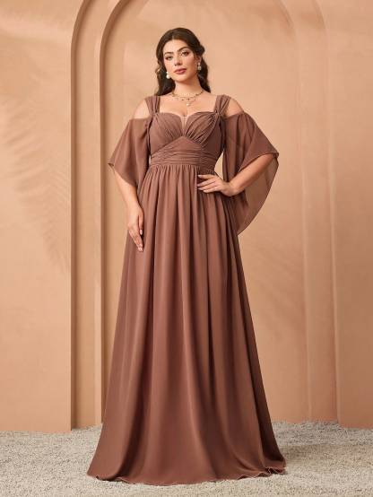 Leely Women's Elegant Sweetheart Cloak Sleeve Lace A-Line Dress