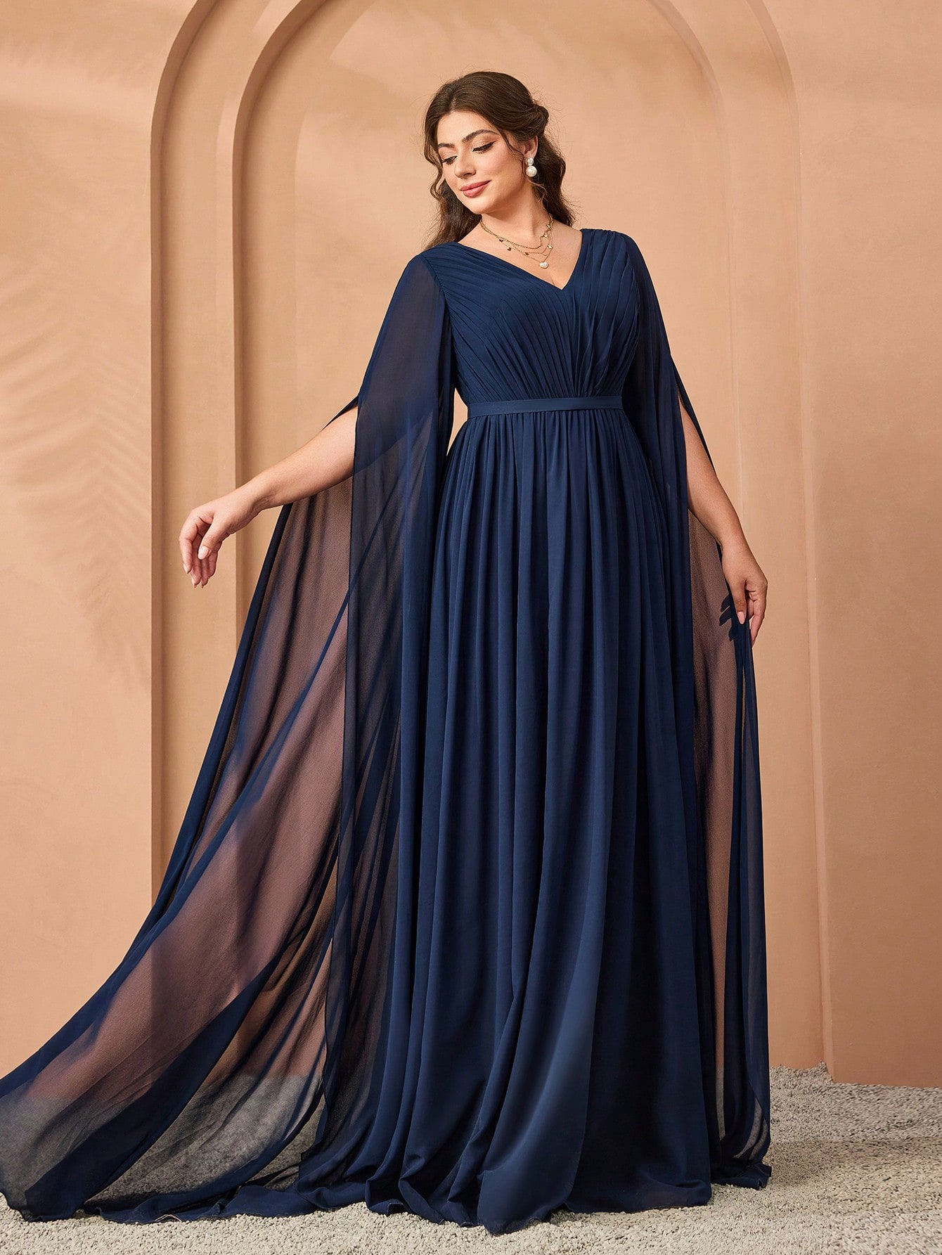 Leely Women's Elegant Sweetheart Cloak Sleeve Lace A-Line Dress