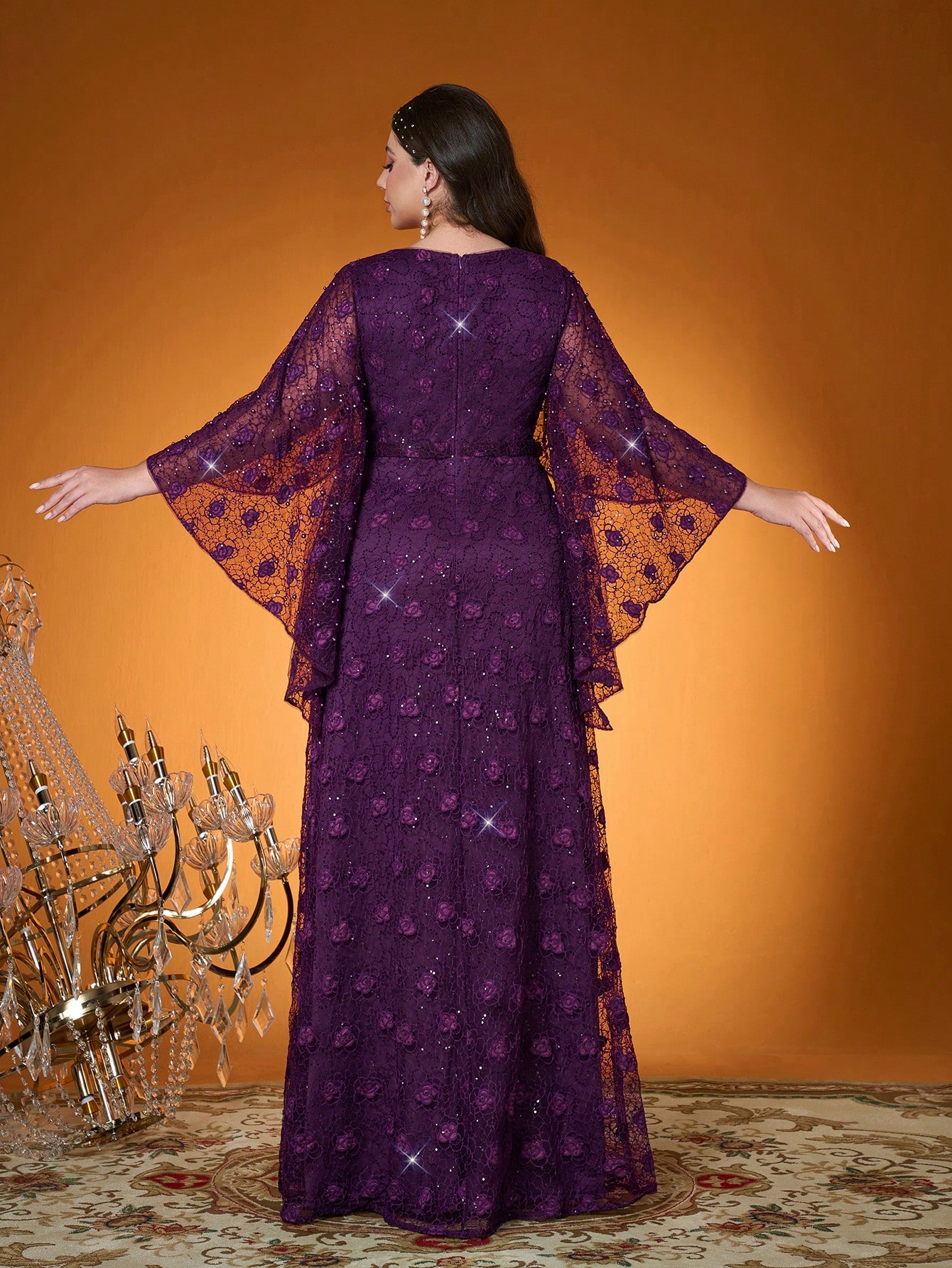 Leely Plus Women's Elegant Sweetheart Cloak Sleeve A-line Party Dress
