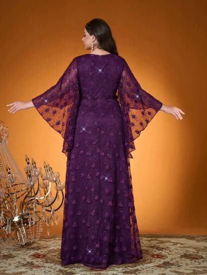 Leely Plus Women's Elegant Sweetheart Cloak Sleeve A-line Party Dress