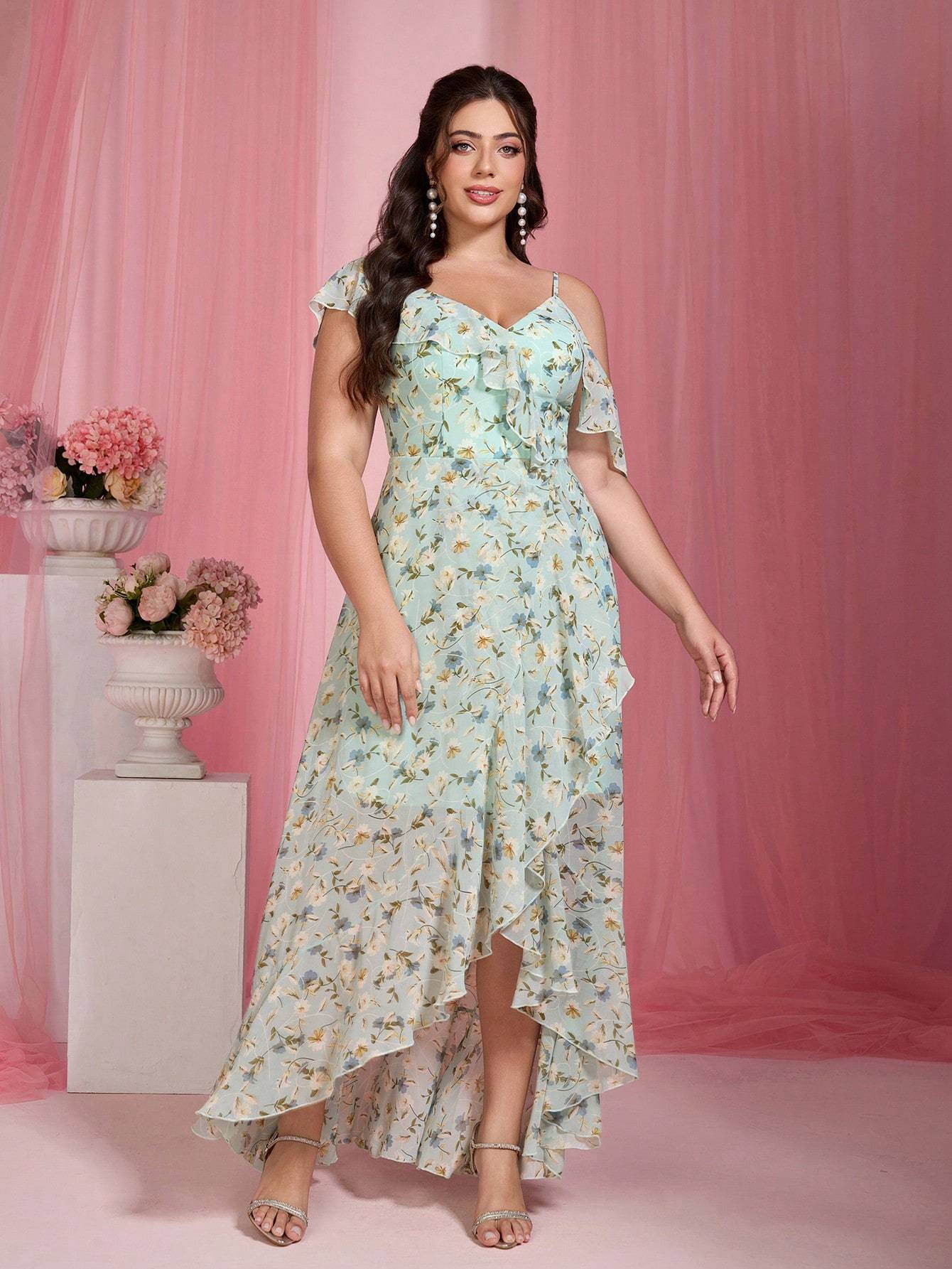 Leely Women's Elegant Sweetheart Cloak Sleeve Lace A-Line Dress