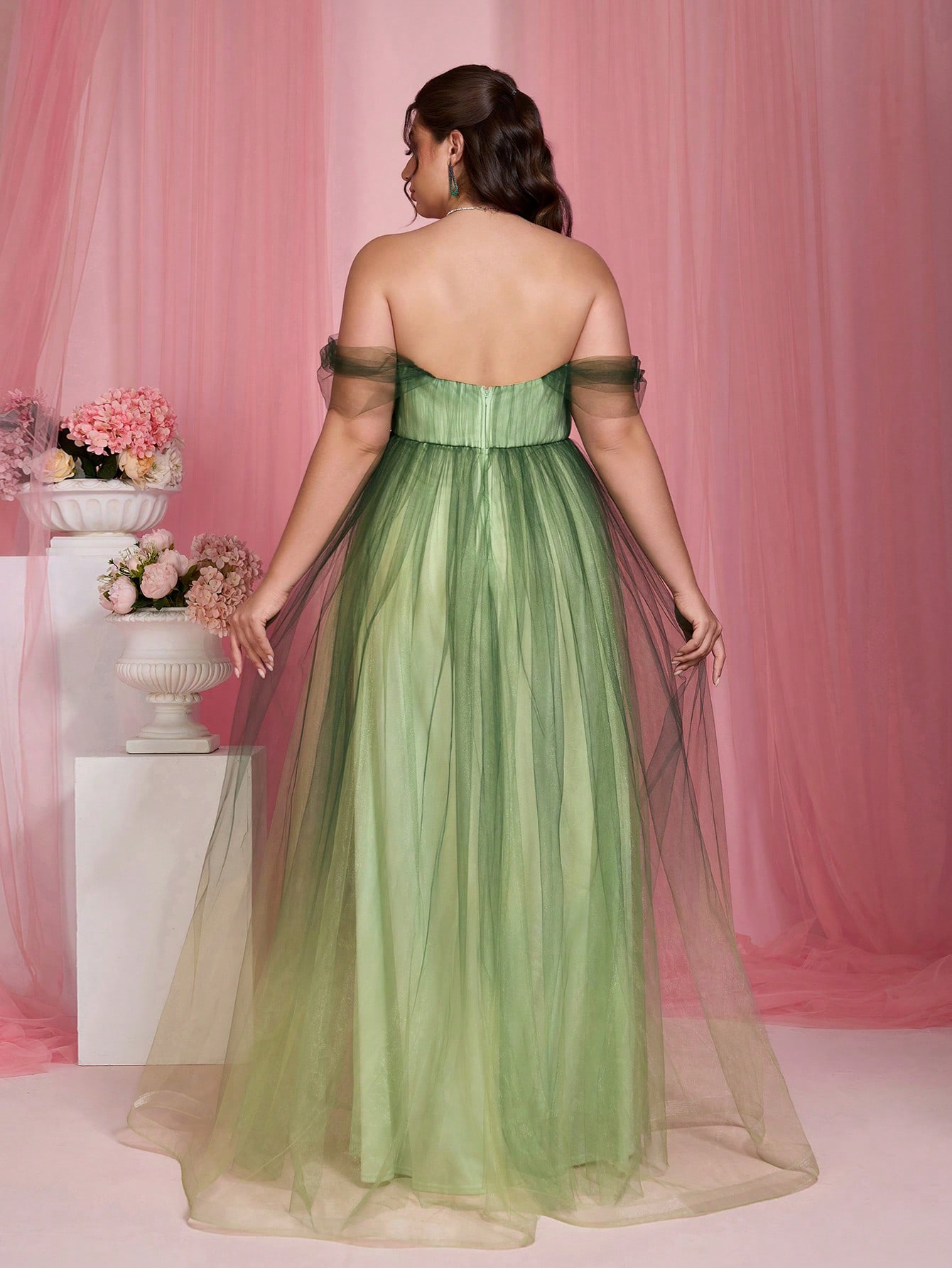 Leely Plus Women's Elegant Off The Shoulder Sleeveless Party Dress