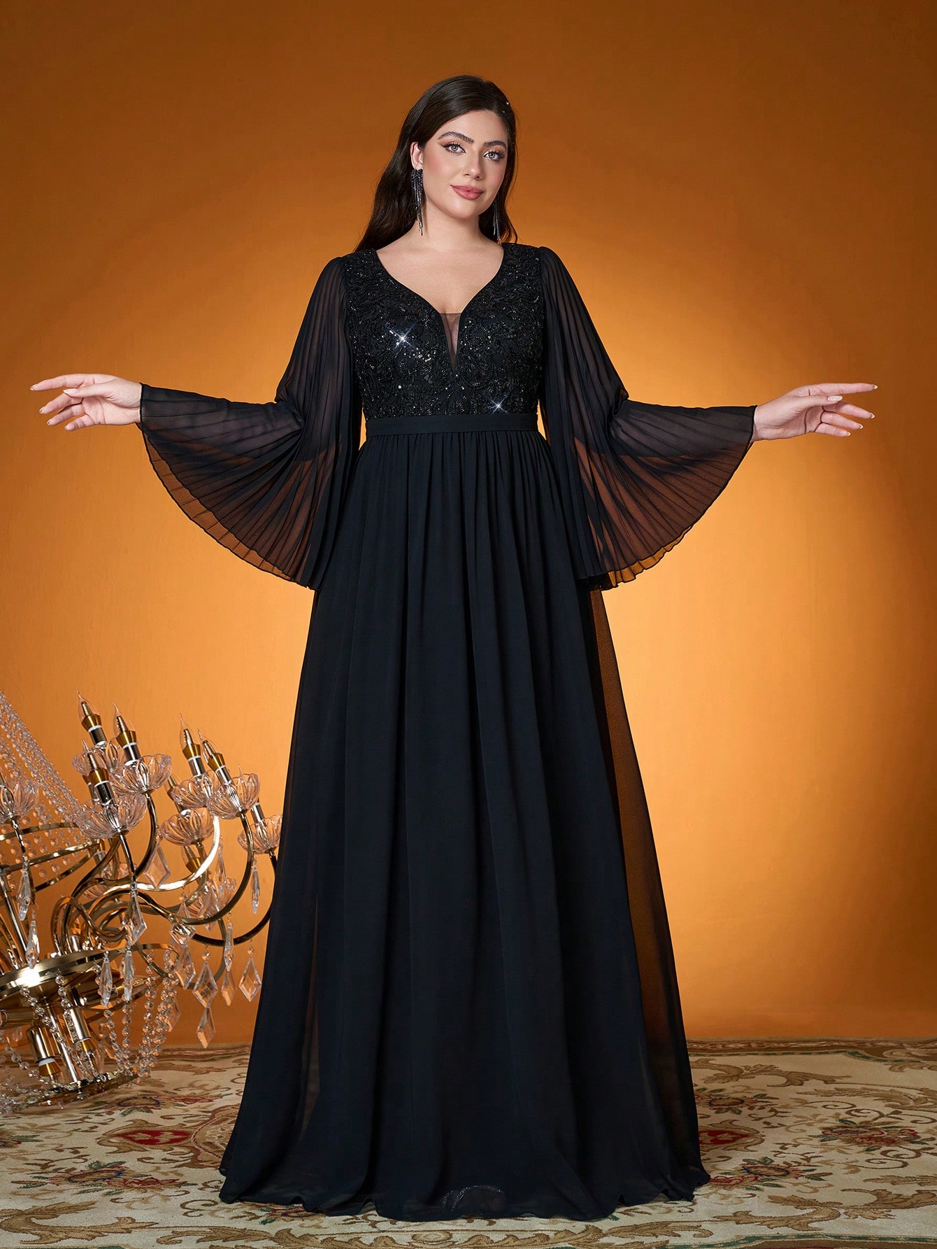 Leely Women's Elegant Sweetheart Cloak Sleeve Lace A-Line Dress