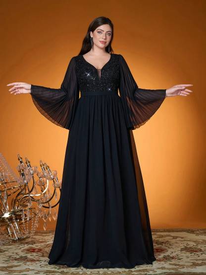 Leely Women's Elegant Sweetheart Cloak Sleeve Lace A-Line Dress
