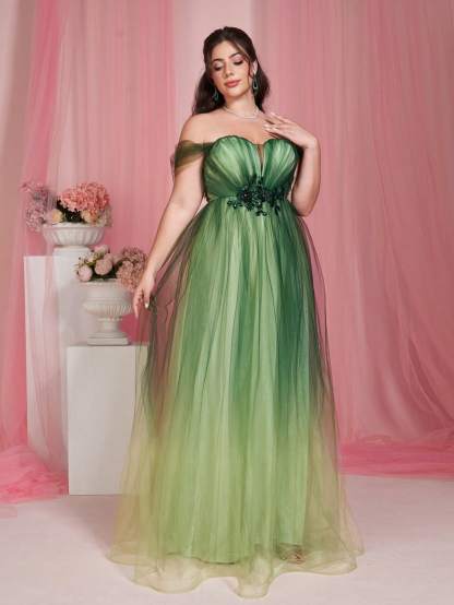 Leely Plus Women's Elegant Off The Shoulder Sleeveless Party Dress