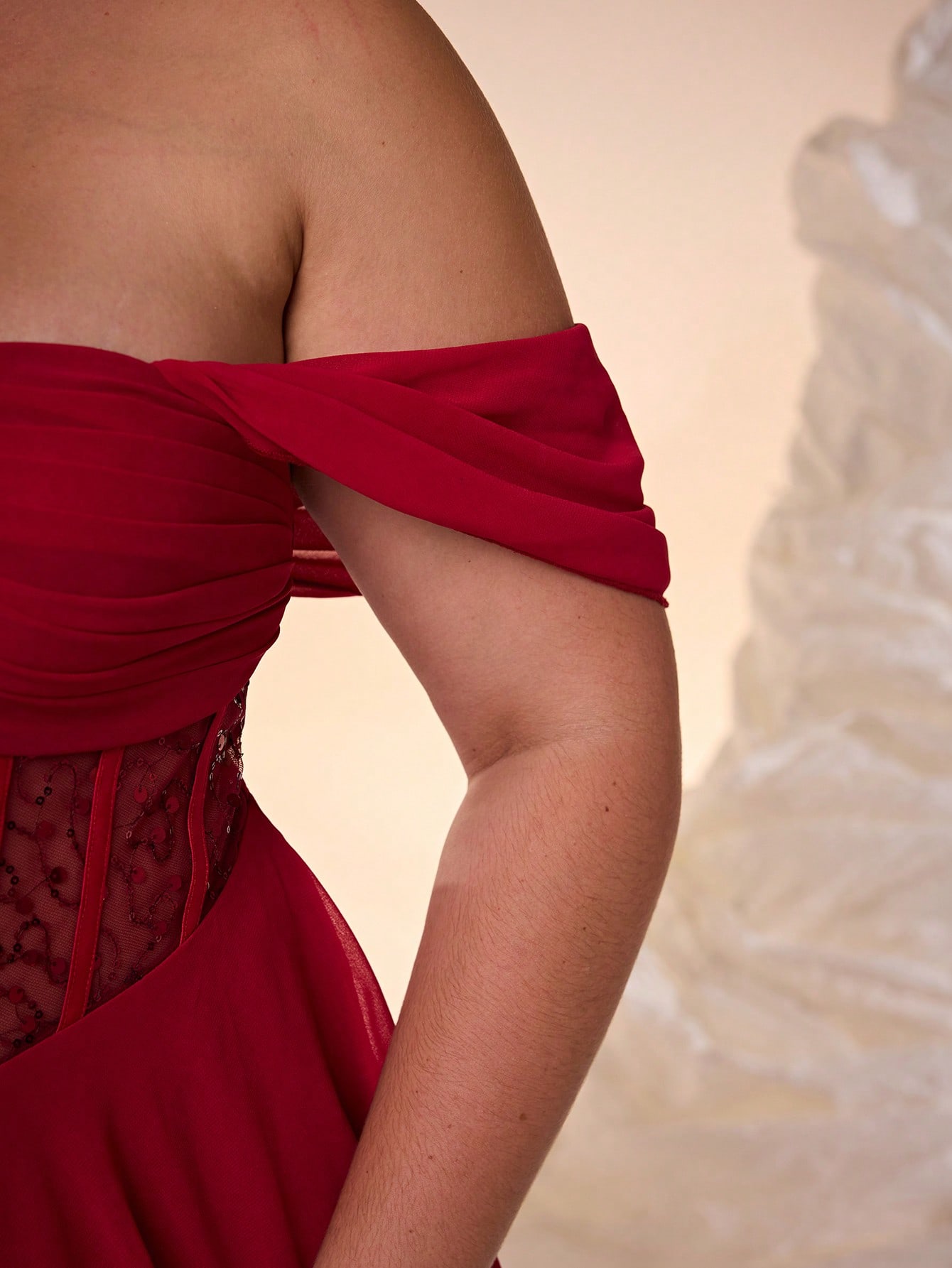 Leely Plus Women's Elegant Off The Shoulder Sleeveless Party Dresses