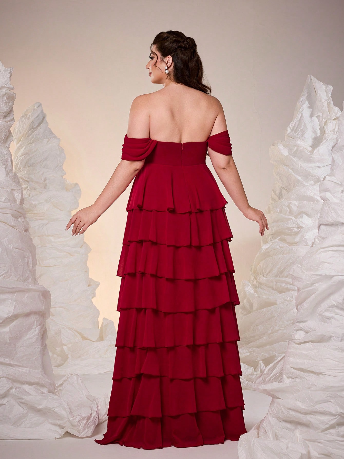 Leely Plus Women's Elegant Off The Shoulder Sleeveless Party Dresses