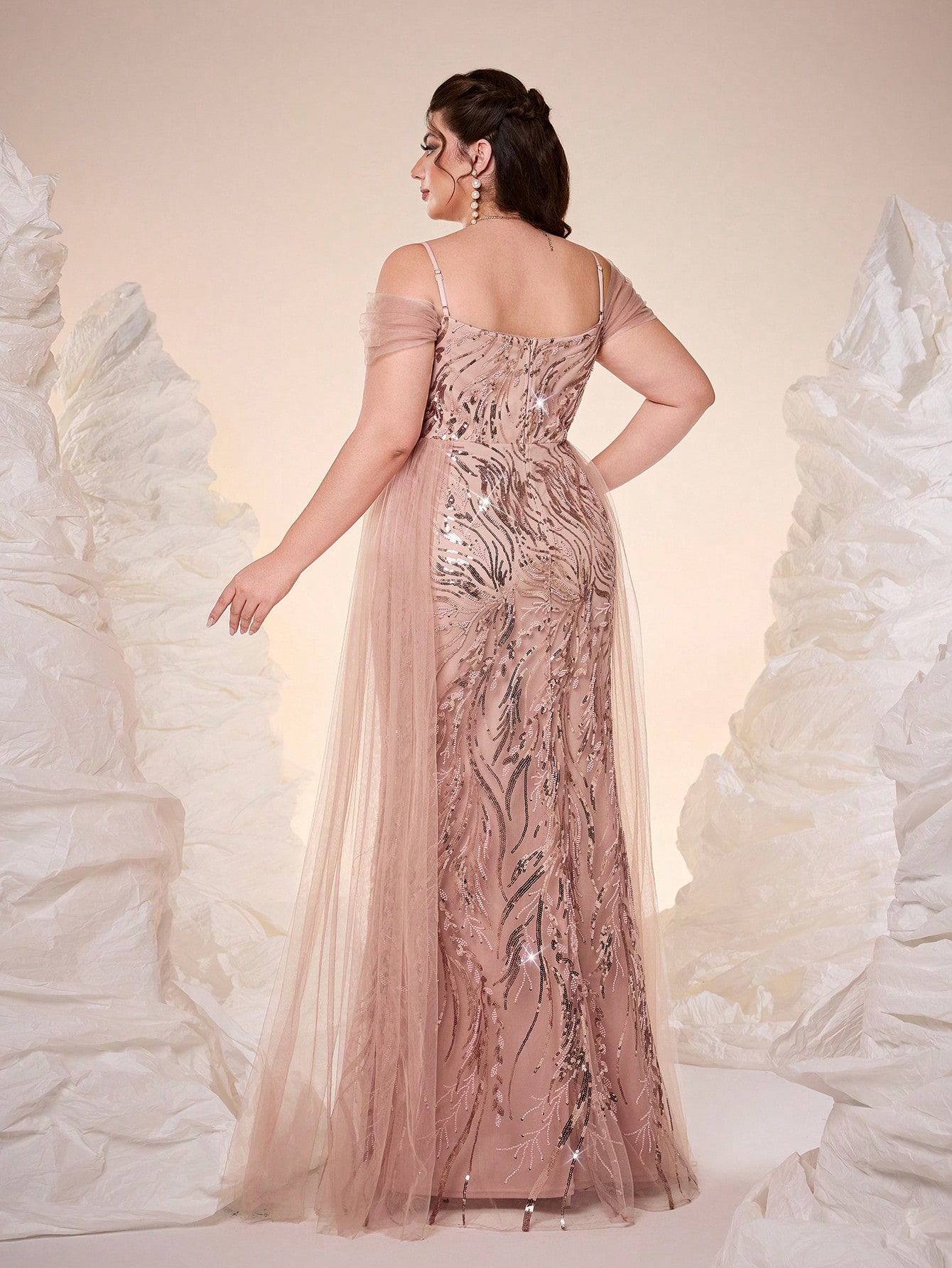 Leely Plus Women's Elegant Off The Shoulder Sleeveless Party Dress