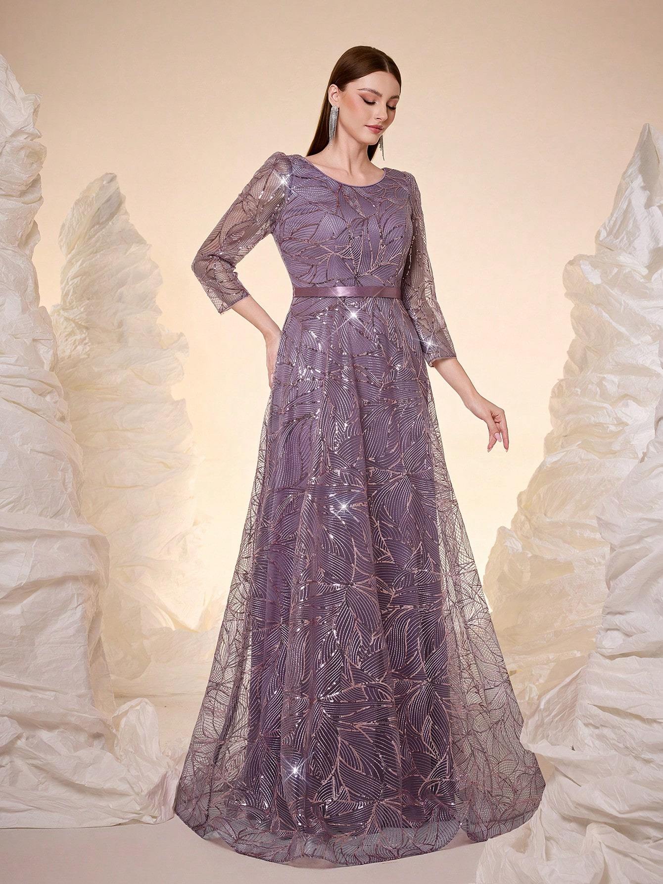 Leely Women's Elegant Sweetheart Cloak Sleeve Lace A-Line Dress