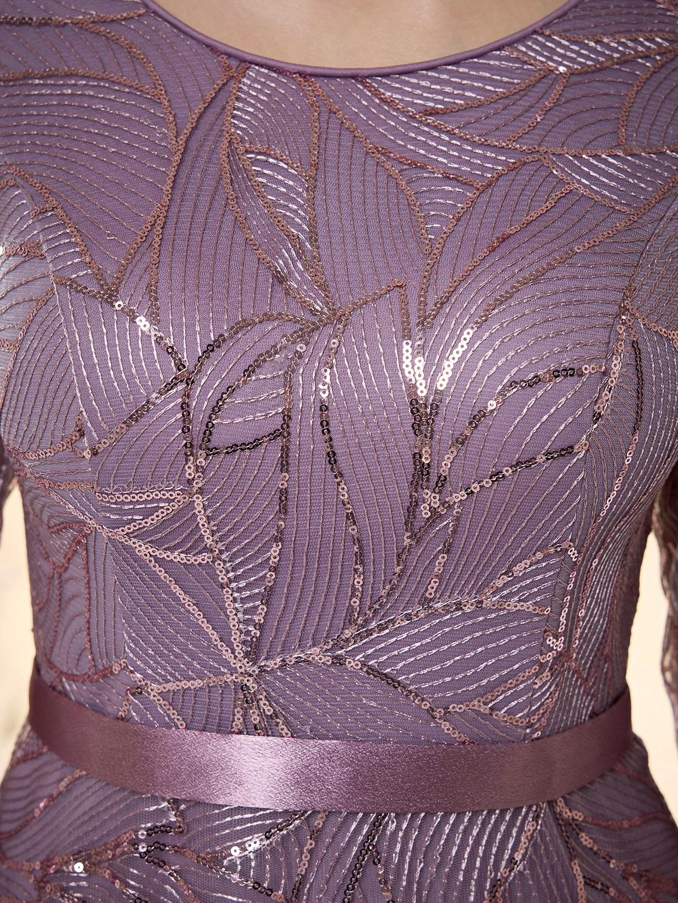 Leely Round Neck Long Sleeve Prom Dress
