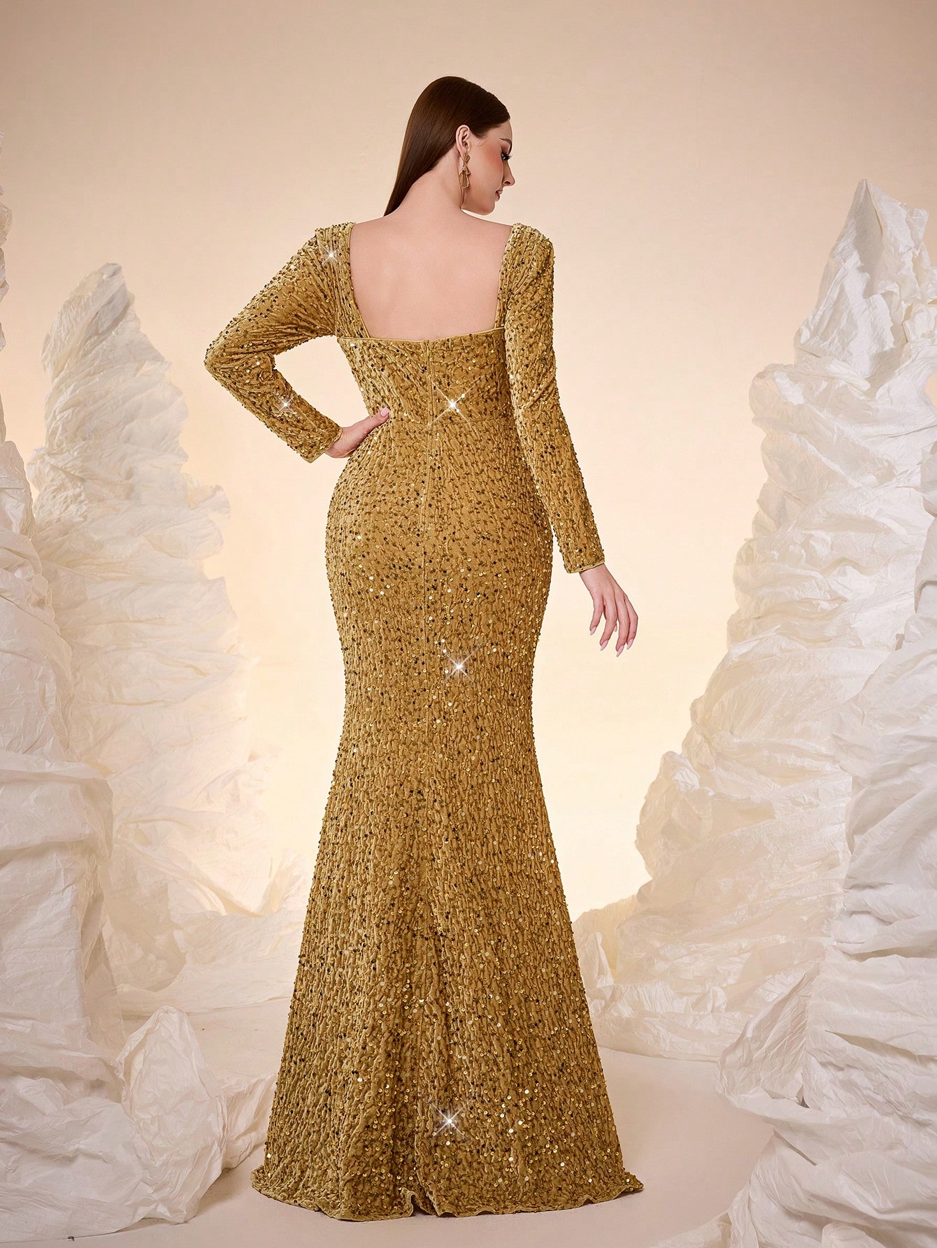 Leely Sweetheart Long Sleeve Prom Dress