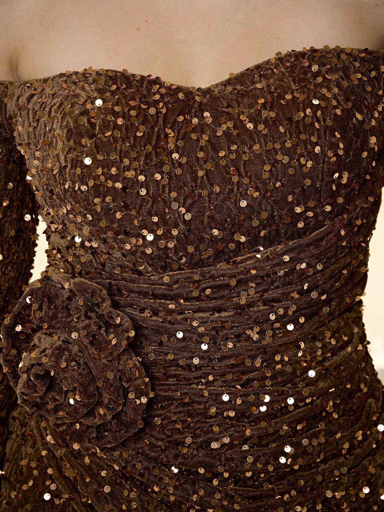 Leely Off The Shoulder Long Sleeve Prom Dress