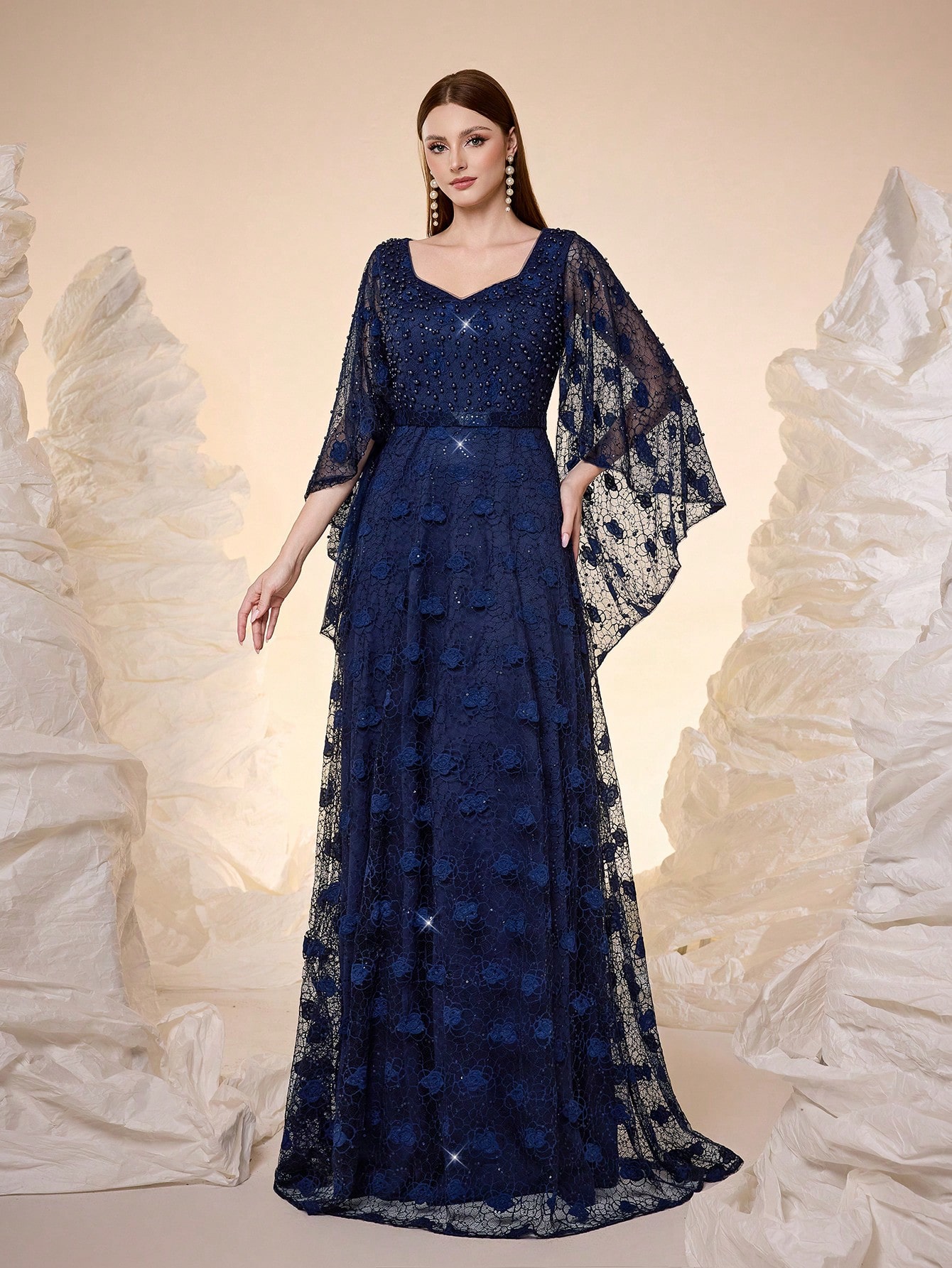 Leely Women's Elegant Sweetheart Cloak Sleeve Party Dress