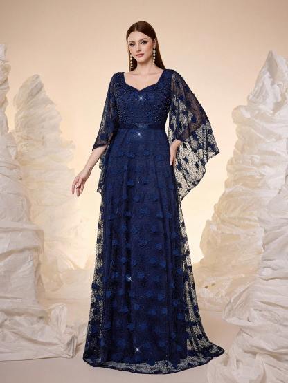 Leely Women's Elegant Sweetheart Cloak Sleeve Party Dress