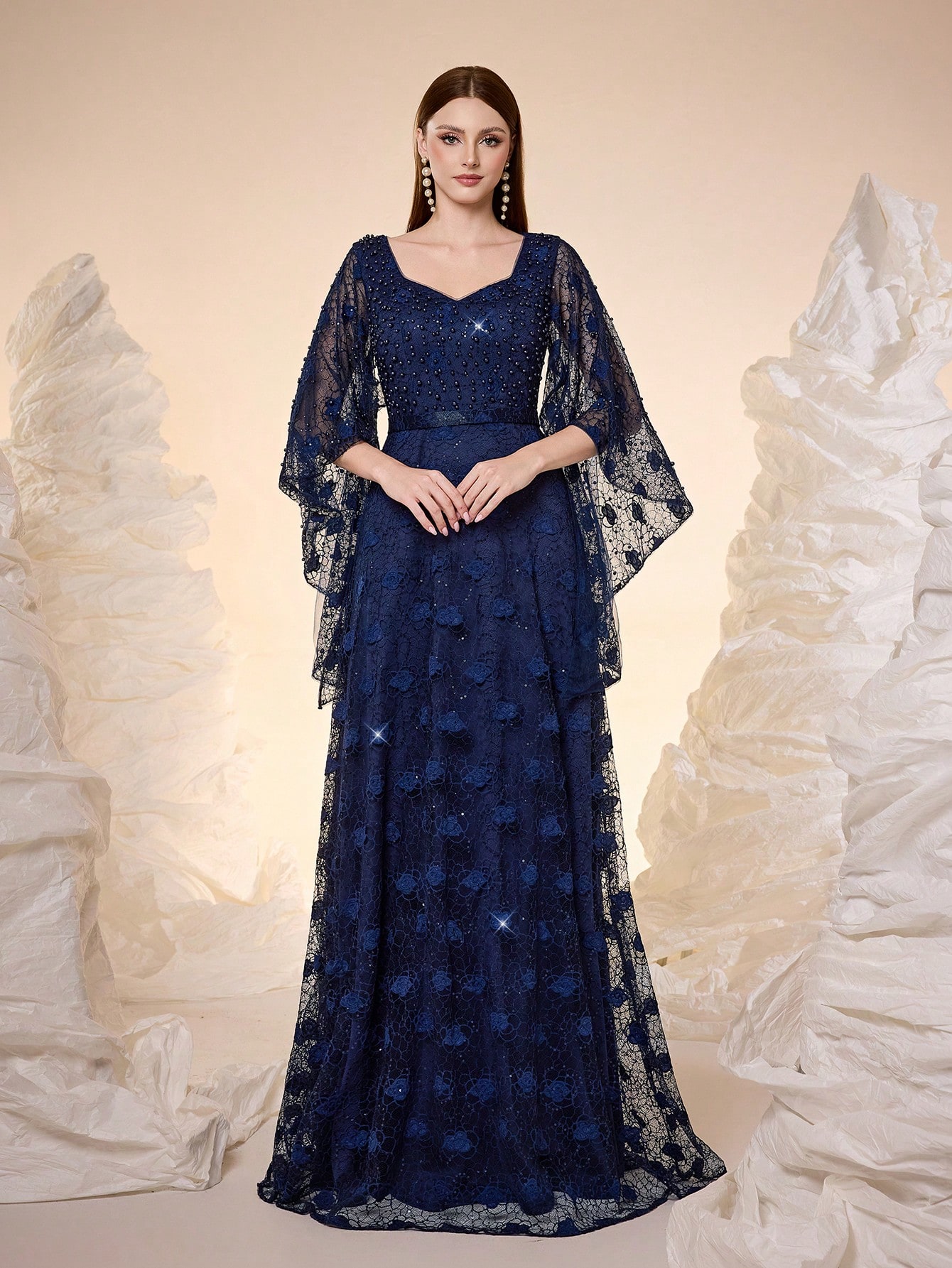 Leely Women's Elegant Sweetheart Cloak Sleeve Party Dress