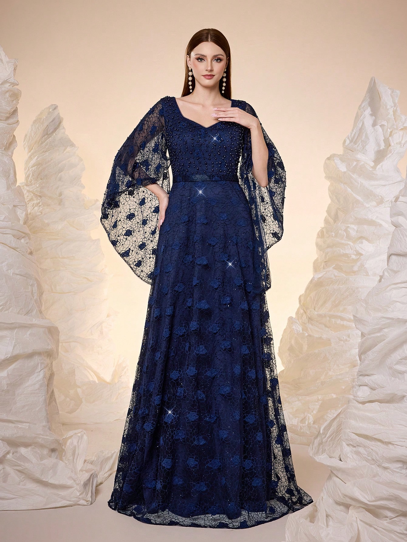 Leely Women's Elegant Sweetheart Cloak Sleeve Party Dress