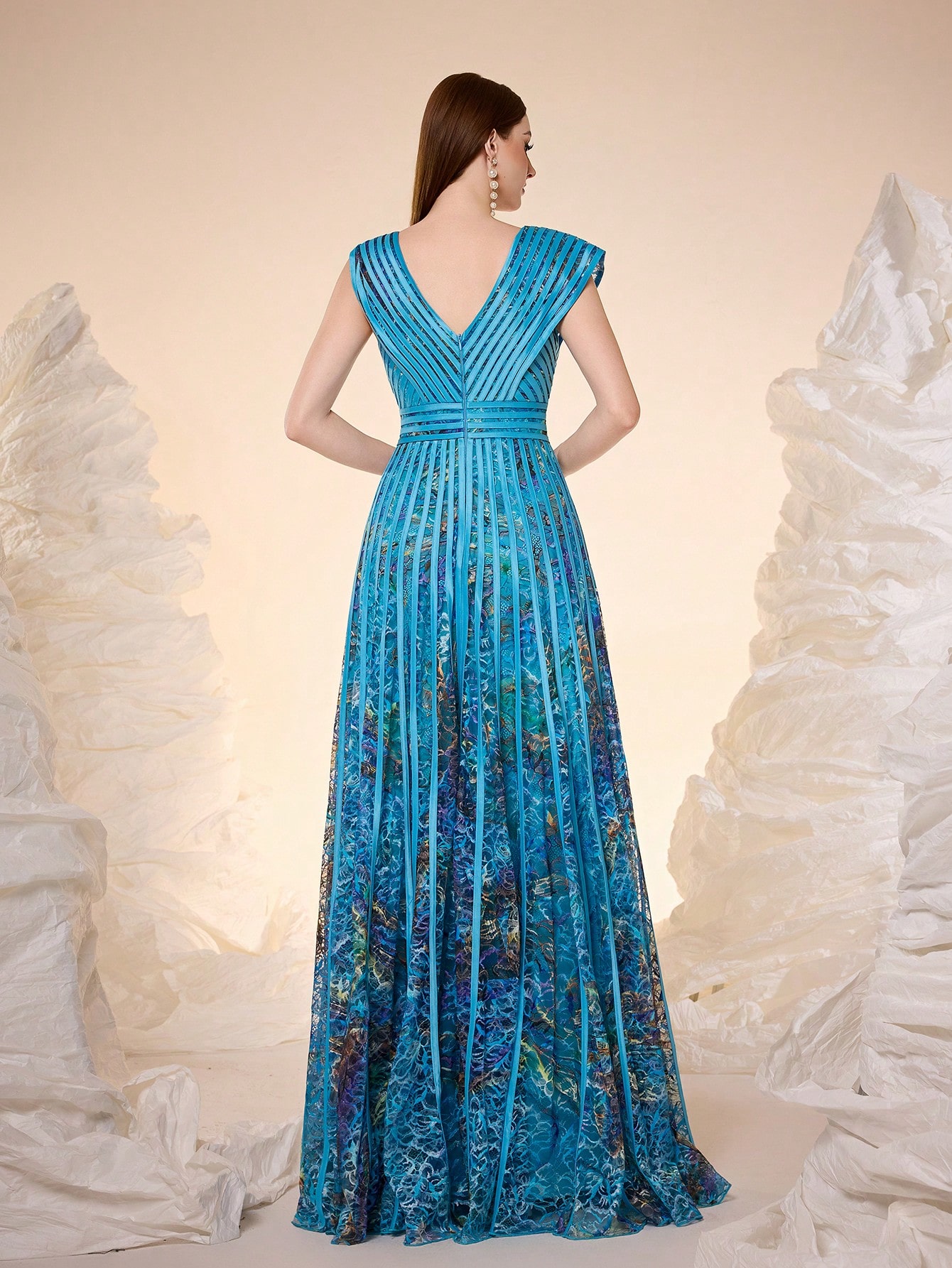 Leely Women's Elegant V Neck Sleeveless Prom Dress