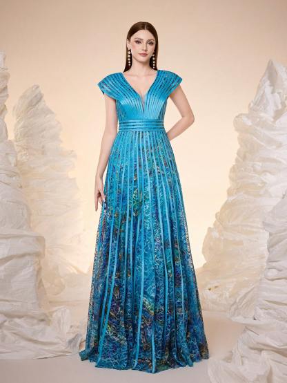 Leely Women's Elegant Sweetheart Cloak Sleeve Lace A-Line Dress