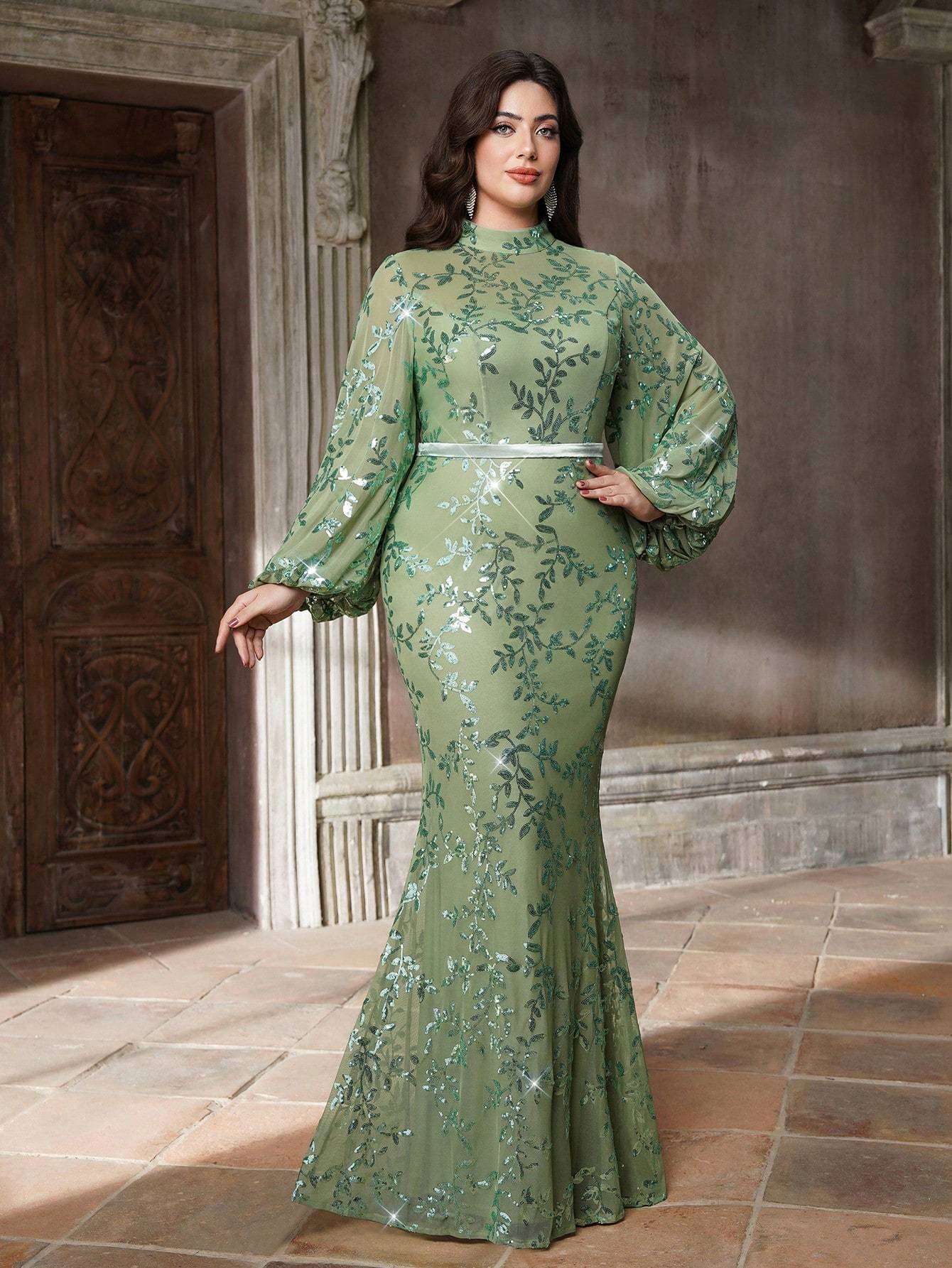 Leely Women's Elegant Sweetheart Cloak Sleeve Lace A-Line Dress