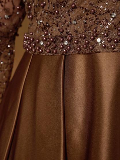 Leely Plus Women's Elegant V Neck Flare Sleeve A-line Party Dress
