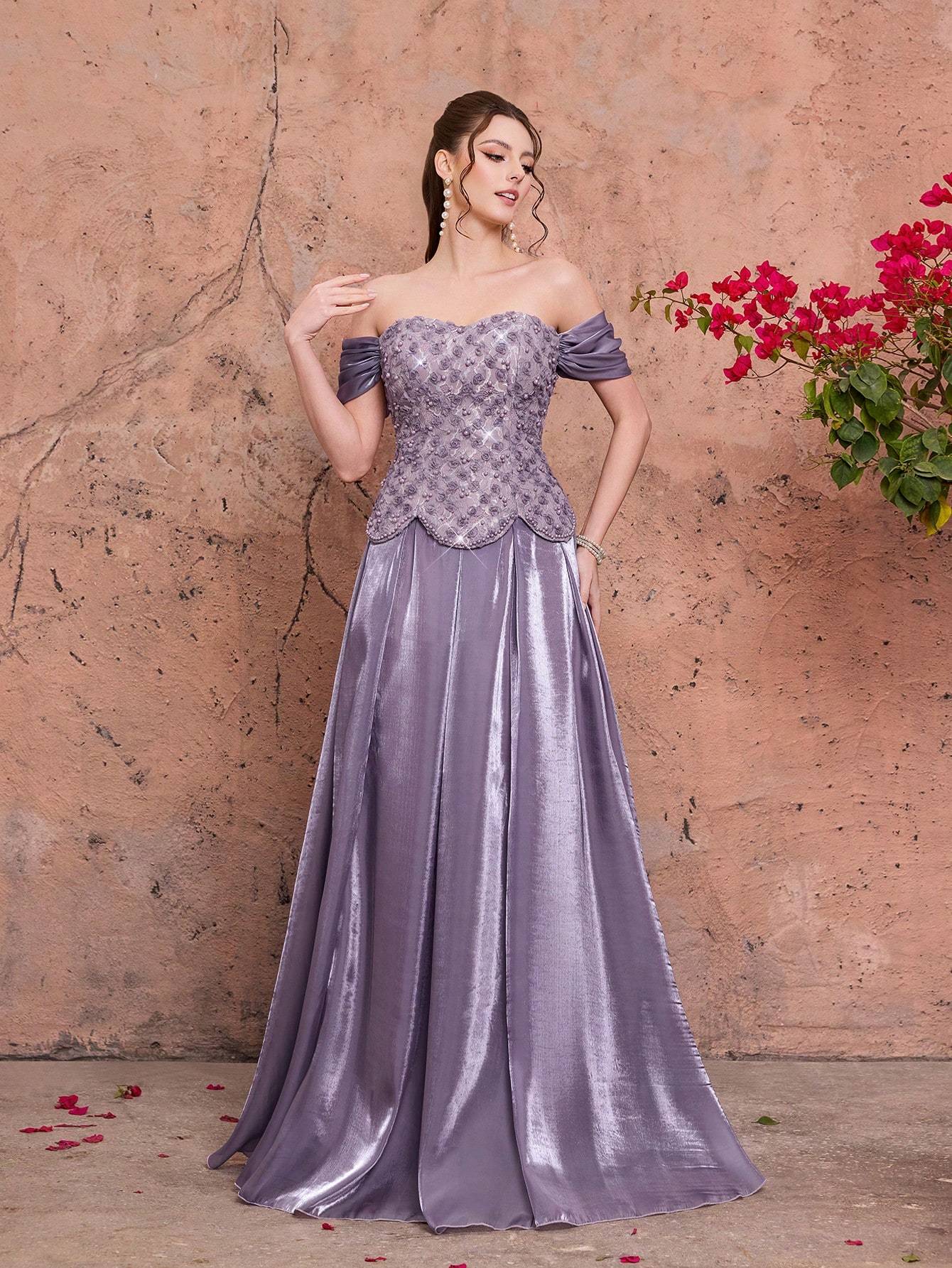 Leely Women's Elegant Off The Shoulder Party Dress