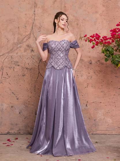 Leely Women's Elegant Off The Shoulder Party Dress