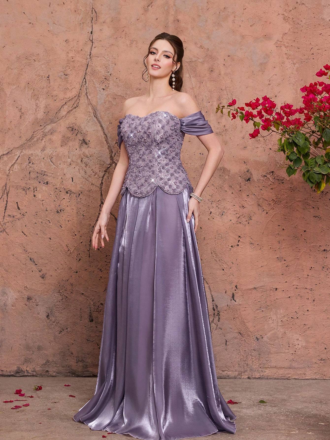 Leely Women's Elegant Off The Shoulder Party Dress