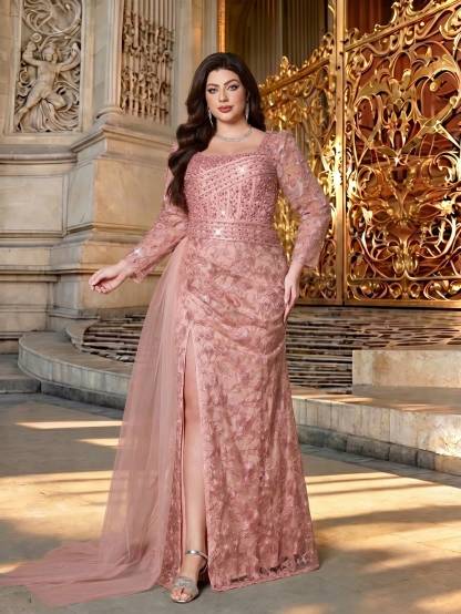 Leely Women's Elegant Sweetheart Cloak Sleeve Lace A-Line Dress