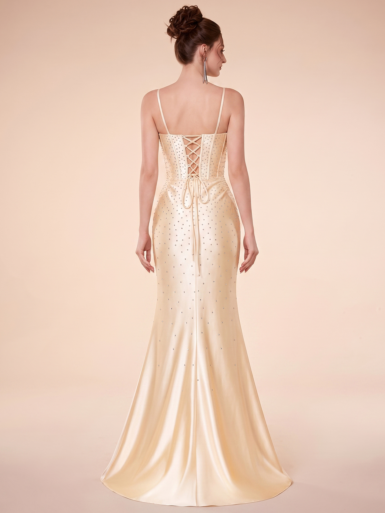 Leely Elegant Spaghetti Straps Sleeveless Evening Gown